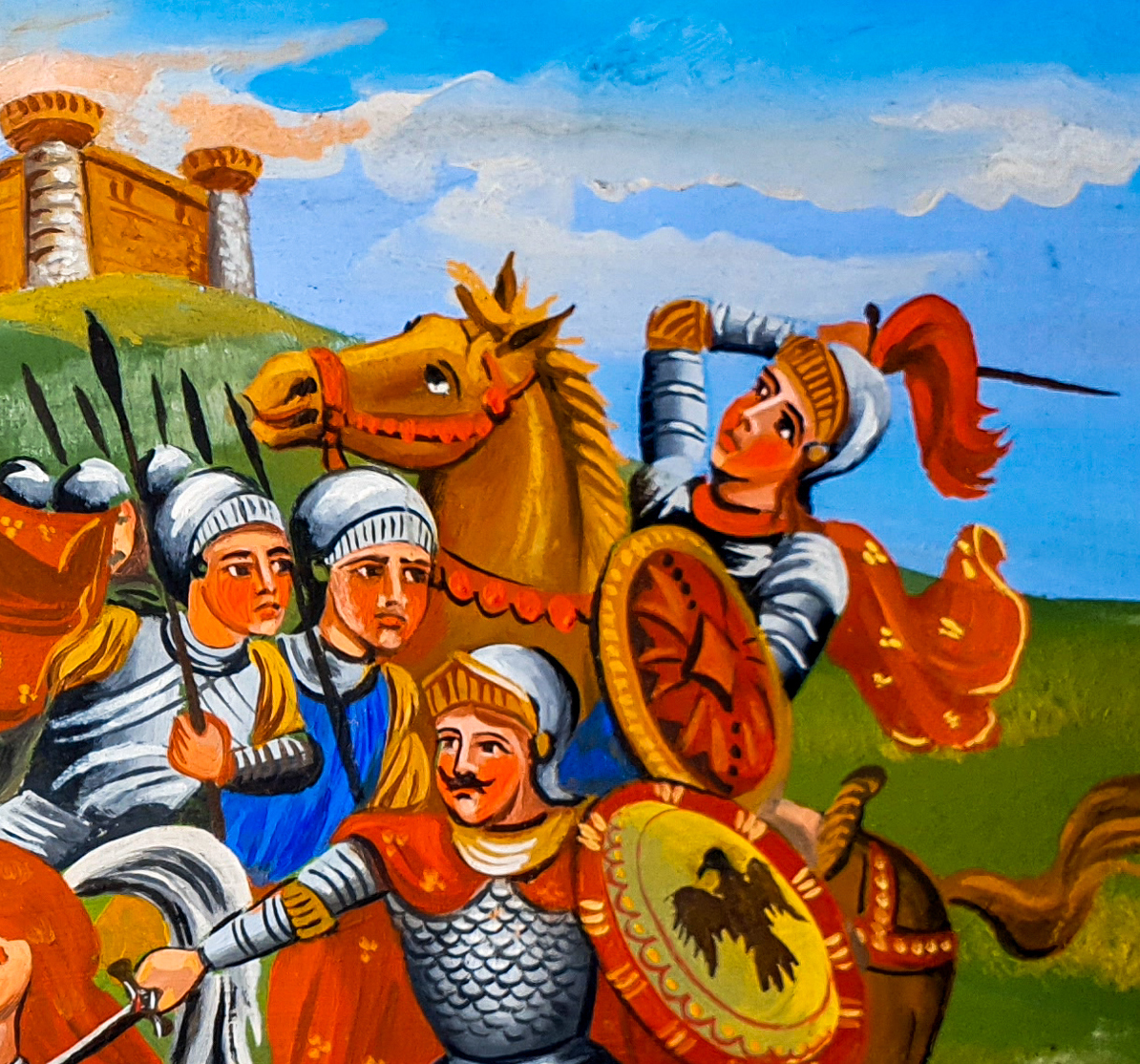 quadro legno a olio con paladini